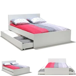 Weber Industries Lit OSLO 140x190 + 2 tiroirs / Blanc* Lit Avec Rangement