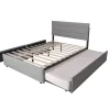 Weber Industries Lit PALERMO 140x200 +1 sommier+2 tiroirs+1 tiroir lit 90x190 / Gris clair* Lit Avec Rangement