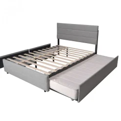 Weber Industries Lit PALERMO 140x200 +1 sommier+2 tiroirs+1 tiroir lit 90x190 / Gris clair* Lit Avec Rangement