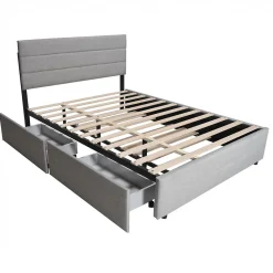 Weber Industries Lit PALERMO 140x200 +1 sommier+2 tiroirs+1 tiroir lit 90x190 / Gris clair* Lit Avec Rangement