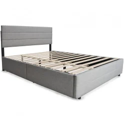 Weber Industries Lit PALERMO 140x200 +1 sommier+2 tiroirs+1 tiroir lit 90x190 / Gris clair* Lit Avec Rangement