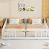 Lit Panneau 90x200cm, Avec Grillage, Sans Sommier, Pin, Style Minimaliste, Blanc>Fortuna lai Best