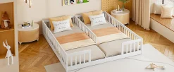 Lit Panneau 90x200cm, Avec Grillage, Sans Sommier, Pin, Style Minimaliste, Blanc><noscript><img width=