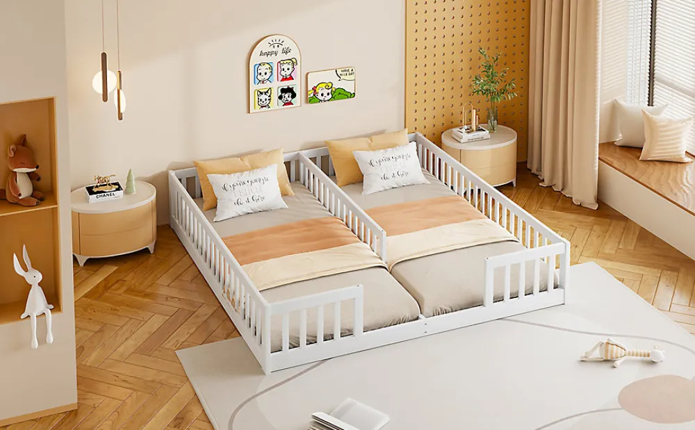 Lit Panneau 90x200cm, Avec Grillage, Sans Sommier, Pin, Style Minimaliste, Blanc>Fortuna lai Best