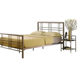 Lit PAXOS 160x200 cm en métal coloris gris argenté avec sommier.>Meublorama Hot