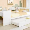 Fortuna lai Lit Plat 140x200cm, Bureau, Lit Escamotable, 2 Tiroirs, Pin + Panneau, Blanc*Enfant Lit Enfant