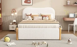 Lit Plat 140x200cm, Canapé avec Lit Escamotable, Blanc><noscript><img width=