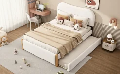 Lit Plat 140x200cm, Canapé avec Lit Escamotable, Blanc><noscript><img width=