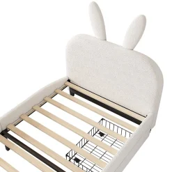 Blackcolors Lit Plat 90x200cm Laine Mouton Forme Lapin Blanc* Lit Avec Rangement