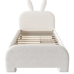 Blackcolors Lit Plat 90x200cm Laine Mouton Forme Lapin Blanc* Lit Avec Rangement