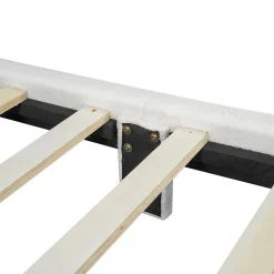 Lit Plat 140x200cm, Rembourré, LED Ambiant, USB, Grande Capacité de Rangement, Blanc><noscript><img width=