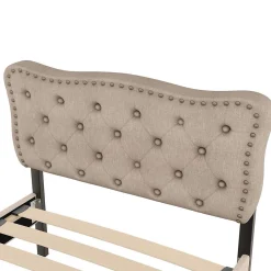 Blackcolors Lit Plat 90x200cm Rembourré Tiroirs Beige Foncé* Lit Avec Rangement
