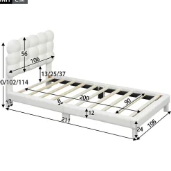 Blackcolors Lit Plat 90x200cm Tête Réglable 3 Positions Rose Blanc* Lit Simple