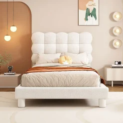 Blackcolors Lit Plat 90x200cm Tête Réglable 3 Positions Rose Blanc* Lit Simple