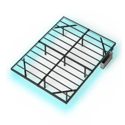 Lit plateforme métal 140x200 cm, style japonais, LED, sans tête de lit - noir>Blackcolors Sale