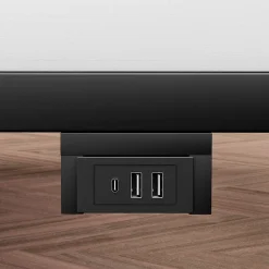 Lit plateforme métal 160x200 cm, style japonais, LED, sans tête de lit - noir><noscript><img width=