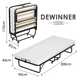 Lit pliant 90x200 CM avec matelas de 10 cm>Teeno Discount