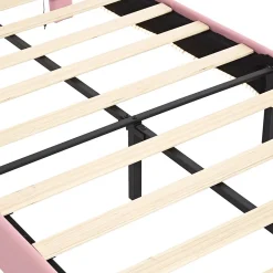 Lit Polster 90x200 cm, tête couronne, LED, cadre métal, rose,blanc>Fortuna lai Online