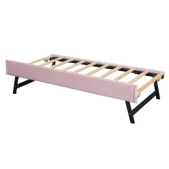 Lit Polster 90x200cm, Avec Tiroirs, Samt, Design Minimaliste, Rose><noscript><img width=