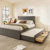 Lit Polster 140x200cm, Lit Familial, Tête Réglable, Grand Rangement, Gris>Fortuna lai Online
