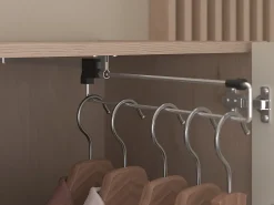 Vente-unique Lit pont 160 x 200 cm avec rangements - Avec LEDs - Coloris : Beige et naturel - DOMELITO* Lit Avec Rangement