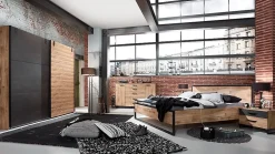 Wimex Lit PORTLAND style industriel 180 x 200 cm chêne poutre / métal* Lit Double