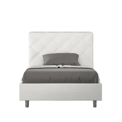 Ityhome Lit Priya en simili cuir blanc avec sommier tapissé 140x210* Lit Coffre