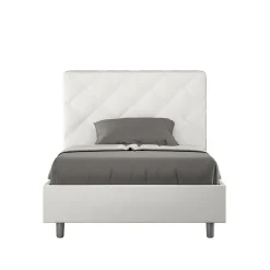 Lit Priya en simili cuir blanc avec sommier tapissé 140x190>Ityhome Sale