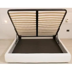 Ityhome Lit Priya en simili cuir blanc avec sommier tapissé 160x200* Lit Double