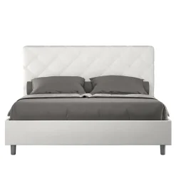 Lit Priya en simili cuir blanc avec sommier tapissé 160x210>Ityhome Hot