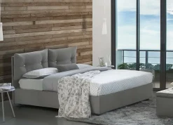 Lit queen size Dabbadi, Lit coffre avec revêtement en tissu, Ouverture frontale, avec matelas 120x190 cm inclus, Gris>Talamo Italia Outlet