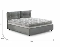 Lit queen size Dabbadi, Lit coffre avec revêtement en tissu, Ouverture frontale, avec matelas 120x190 cm inclus, Gris><noscript><img width=