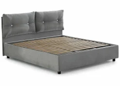 Lit queen size Dabbadi, Lit coffre avec revêtement en tissu, Ouverture frontale, avec matelas 120x190 cm inclus, Gris><noscript><img width=