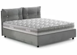 Lit queen size Dabbadi, Lit coffre avec revêtement en tissu, Ouverture frontale, avec matelas 120x190 cm inclus, Gris><noscript><img width=