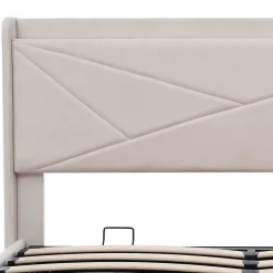 Lit rembourré double 180X200, USB type C, lin>Blackcolors