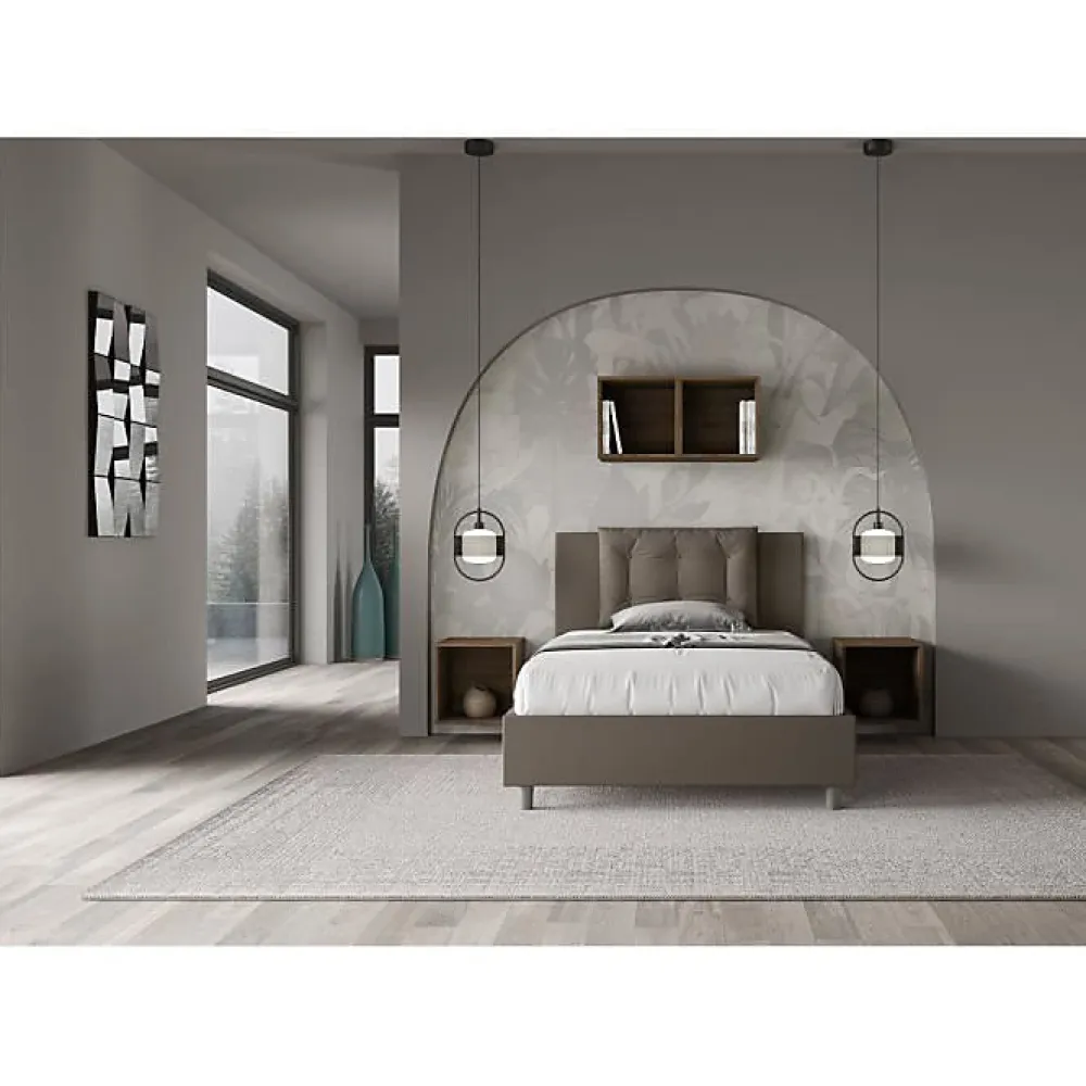 Lit rembourré en simili cuir Annalisa cappuccino sans sommier 120x190>Ityhome Hot