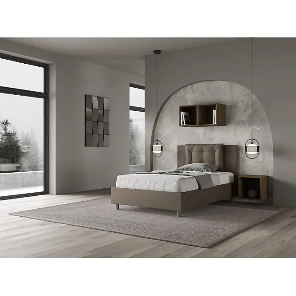 Lit rembourré en simili cuir Annalisa cappuccino sans sommier 120x190>Ityhome Hot