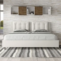 Lit rembourré en simili cuir blanc Annalisa sans sommier 200x210>Ityhome