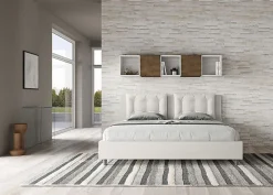 Lit rembourré en simili cuir blanc Annalisa sans sommier 200x210><noscript><img width=