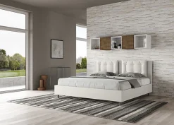 Lit rembourré en simili cuir blanc Annalisa sans sommier 200x210><noscript><img width=