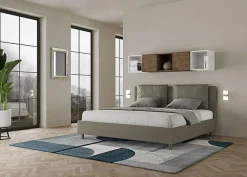 Ityhome Lit rembourré en simili cuir Antea cappuccino sans sommier 180x190* Lit Coffre