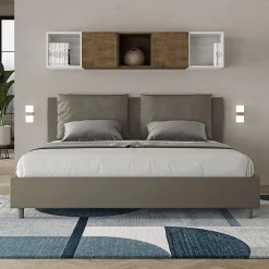 Ityhome Lit rembourré en simili cuir Antea cappuccino sans sommier 180x190* Lit Coffre