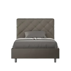 Ityhome Lit rembourré en simili cuir Priya cappuccino sans sommier 120x200* Lit Coffre