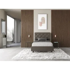 Ityhome Lit rembourré en simili cuir Priya cappuccino sans sommier 120x200* Lit Coffre