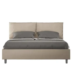 Lit rembourré en simili cuir gris tourterelle Antea sans sommier 160x200>Ityhome Hot