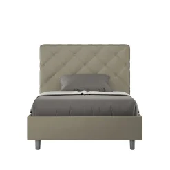 Lit rembourré en simili cuir Priya cappuccino sans sommier 140x210>Ityhome Best