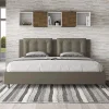 Ityhome Lit rembourré en simili cuir Annalisa cappuccino sans sommier 180x200* Lit Coffre