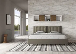 Ityhome Lit rembourré en simili cuir Annalisa cappuccino sans sommier 180x200* Lit Coffre
