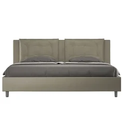 Ityhome Lit rembourré en simili cuir Annalisa cappuccino sans sommier 180x200* Lit Coffre