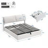 Gutent Lit rembourré hydraulique lit coffre 180x200 cm lit de rangement lit trois tiroirs lit cadre et tête de lit à lattes velours blanc* Lit Coffre